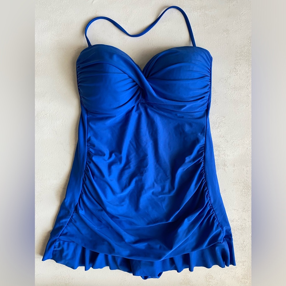 Kenneth Cole Reaction Halter/Strapless Swim Dress in Cobalt Blue Size 10